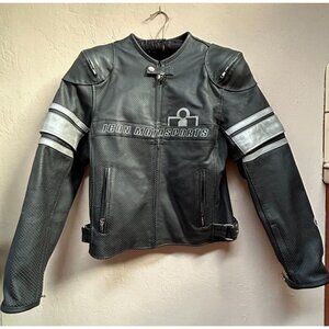 Icon Motorsports Women’s Large Pursuit Jacket Armored Leather Black/Gray Pockets